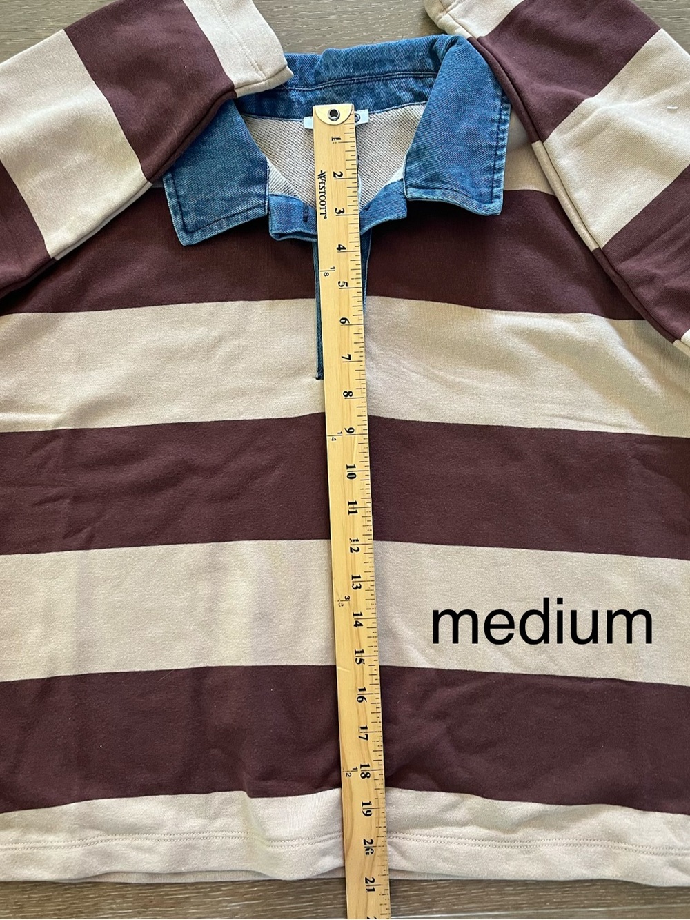 NWT Sundry Rugby Stripe Denim Collar Shirt - Picture 6 of 10